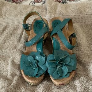 b.o.c. Turquoise Sandals with Floral Design